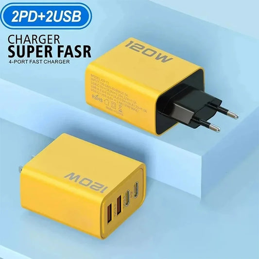 4 Port USB C PD Charger Quick Charge 3.0 Type C USB Phone Charger US EU Plug Wall Travel Fast Charging Adapter For Smart Phone