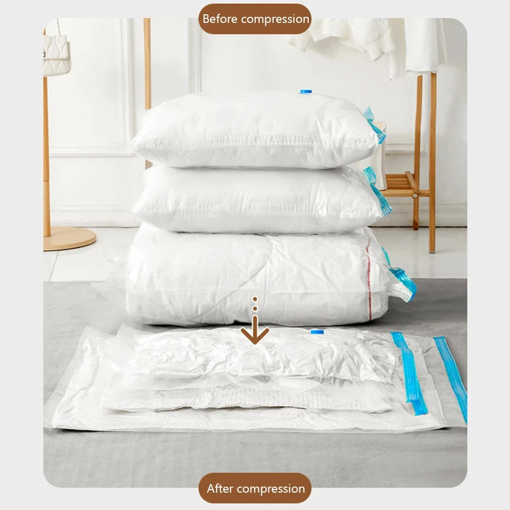 5Pcs Vacuum Storage Bags Vacuum Seal Bag Space Saving Bags Comforters Clothes Pillow Bedding Blanket Travel Vacuum Bag Storage