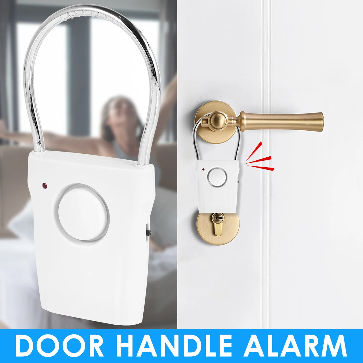 Door Handle Alarm 110dB Door Security Alarm with Adjustable Settings Alarm Equipment Battery Operated for Travel Hotel Security