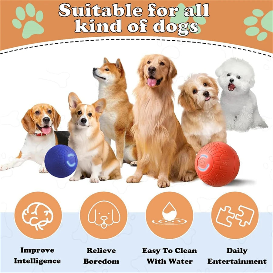 Smart Dog Toys Ball Electronic Interactive Cat Toy Pet Jump and Rolling Ball USB Automatic Moving Bouncing for Large Medium Dogs