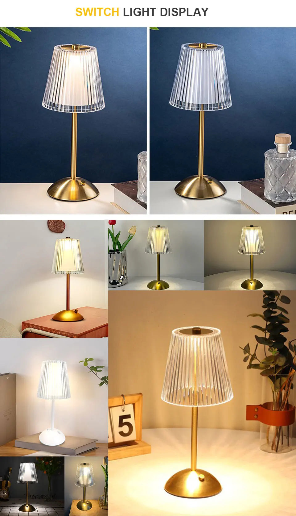 LED Table Lamp Touch Sensor Rechargeable Night Light Nordic interior Dimming Stand LED Bedside Lamp Restaurant Hotel Bar Bedroom