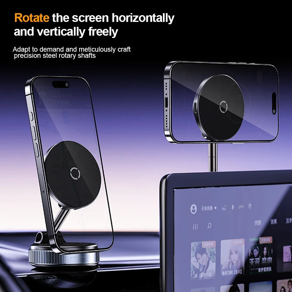 15W Wireless Charging Magnetic Car Phone Holder 360 Degree Rotation Foldable RotatableNavigation Stand Bracket For Smartphones