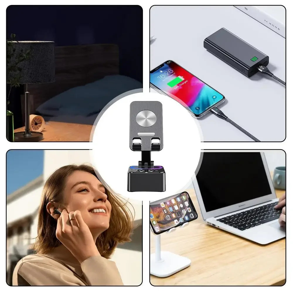 New Cell Phone Holder Stand With Bluetooth Speaker Adjustable Desktop Live Lazy Tablet Bracket Support Portable Wireless Speaker