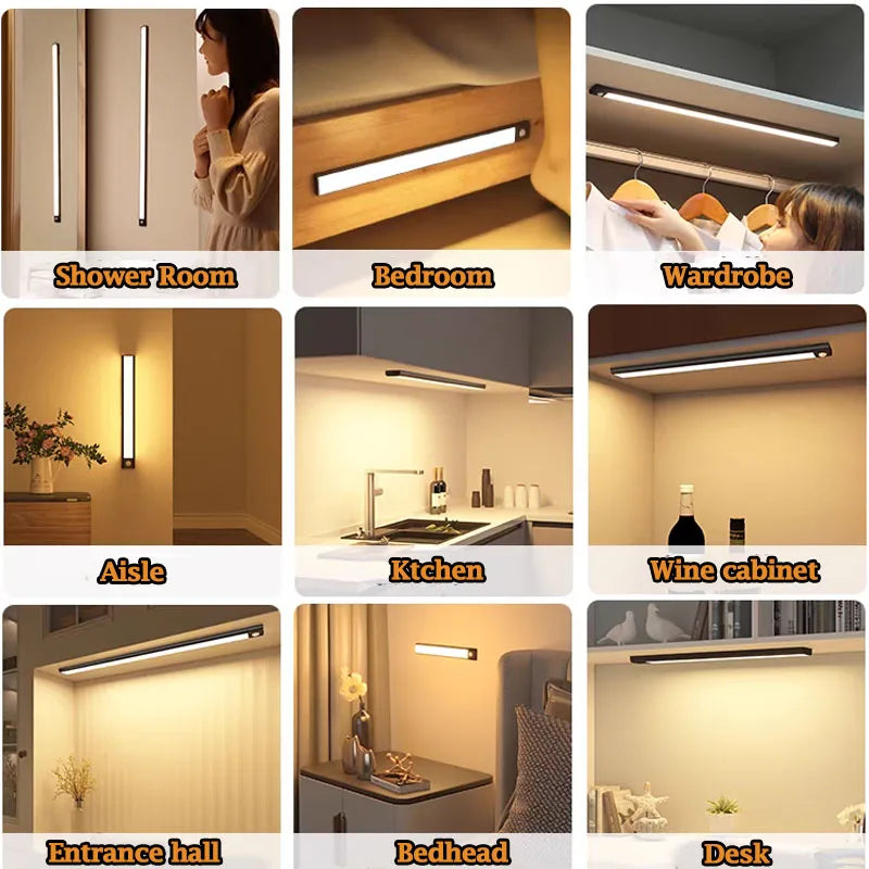 LED Sensor Cabinet Lights Dimmable Night Light for Living Room Wardrobe Kitchen Lamp Led Tube Wireless Motion Sensor Night Lamp