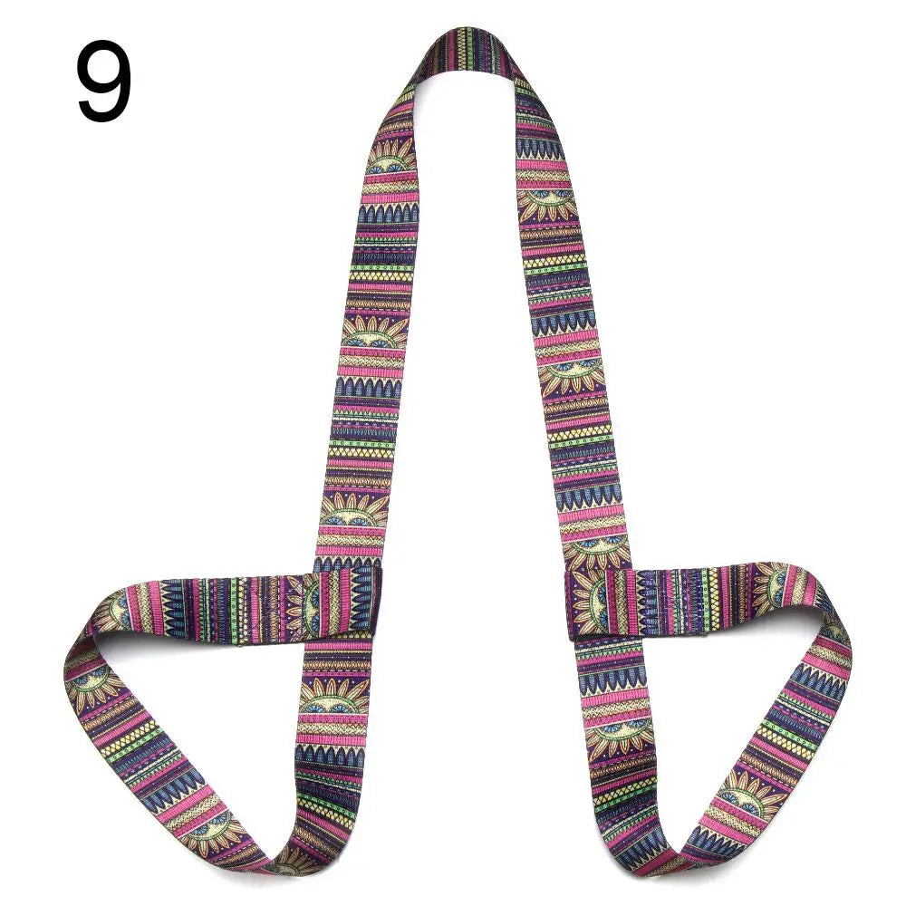 Nylon Colorful Straps Yoga Mat Strap Belt Adjustable Sports Sling Shoulder Carry Strap Belt Exercise Stretch Elastic Yoga Belt