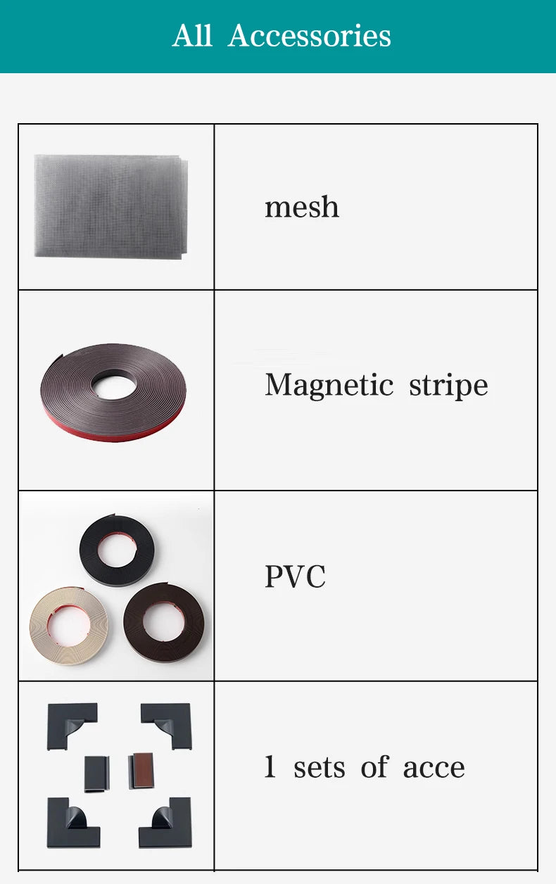 magnetic screen door mosquito net Magnetic Window Screen Tulle Mesh Stealth Customize DIY Mesh Curtain ,PVC accessory，magnetism