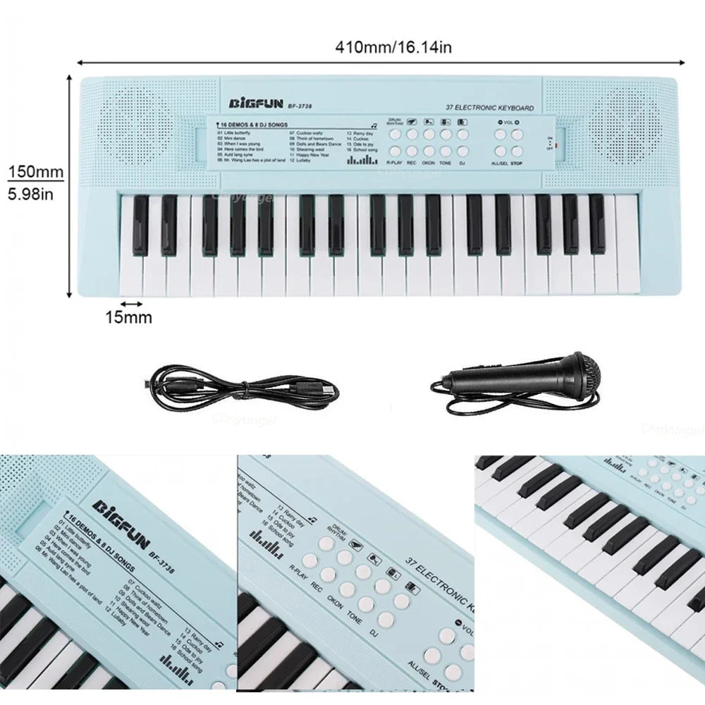 37 Keys Kids Electronic Piano with Microphone Educational Toys Musical Instrument for Kids Toddlers Boys Girls Birthday Gift