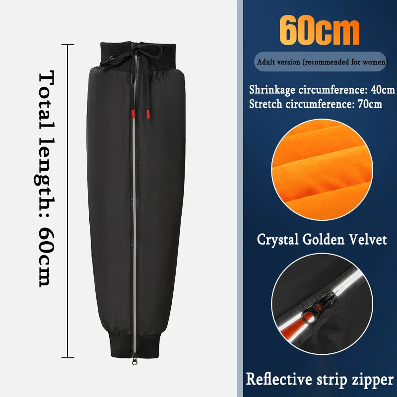 Winter Motorcycle Warm Knee Pads Velvet Knee Warmers with Reflective Zipper Thermal Knee Support for Mountain Bike Knee Pads