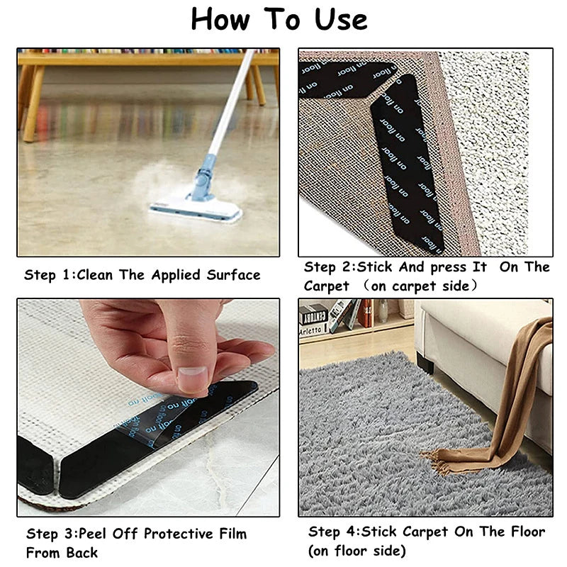 Carpet Non-slip Sticker Reusable Washable Anti-slip Mat Anti Curling Rug Pads Floor Carpet Corner Clip Fixed Grippers Tape