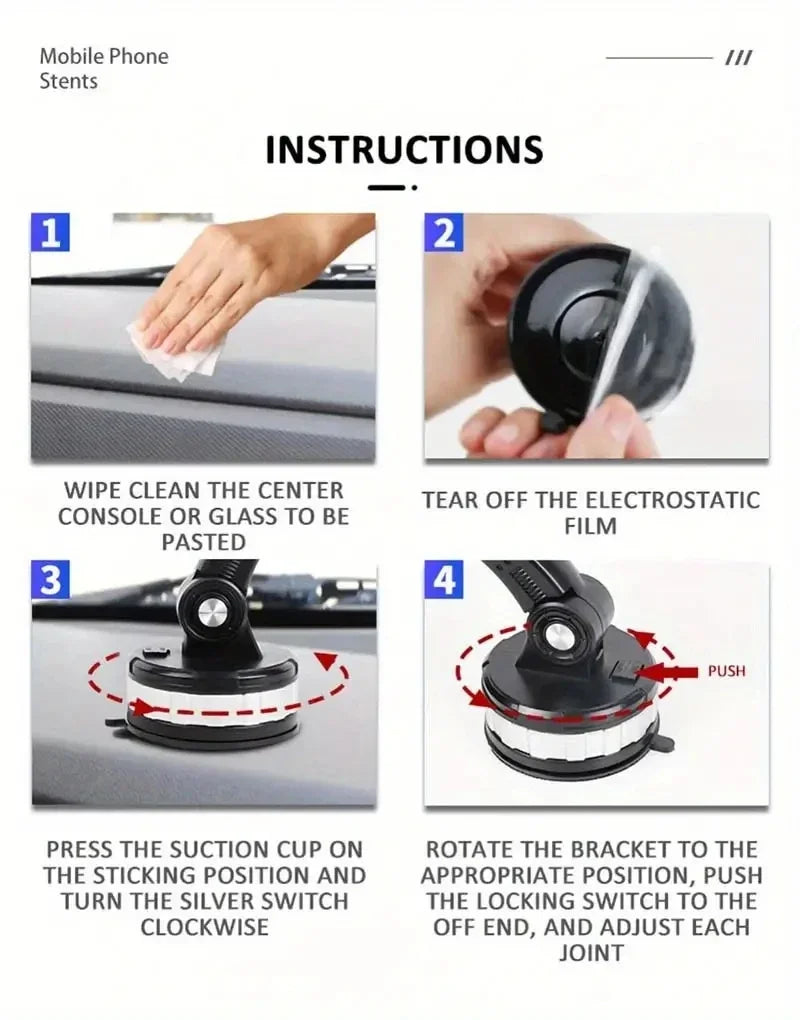 VIKEFON Car Phone Holder Stand Universal Dashboard Car Clip Mount GPS Bracket Sucker Mobile Phone Support in Car For All Phones