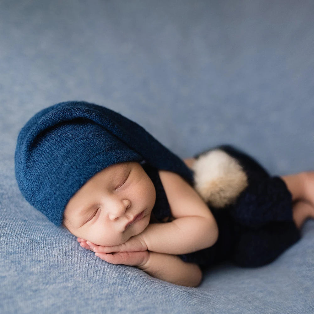 Baby Hat Newborn Photography Props Blanket Wrap Baby Fur Ball Knitted  Beanie Hat Baby Photo Shoot Accessories