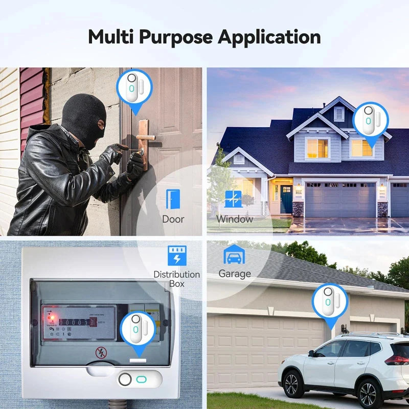 Wireless Door Window Alarm with Remote Control, 3 Modes (Welcome/Door Open/Alarm), Double-Sided Tape Mounting Installation,
