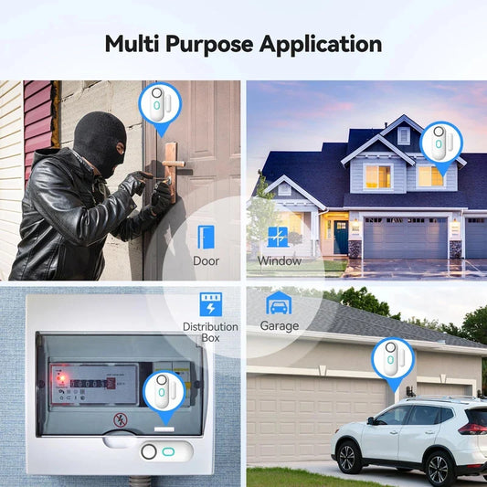 Wireless Door Window Alarm with Remote Control, 3 Modes (Welcome/Door Open/Alarm), Double-Sided Tape Mounting Installation,