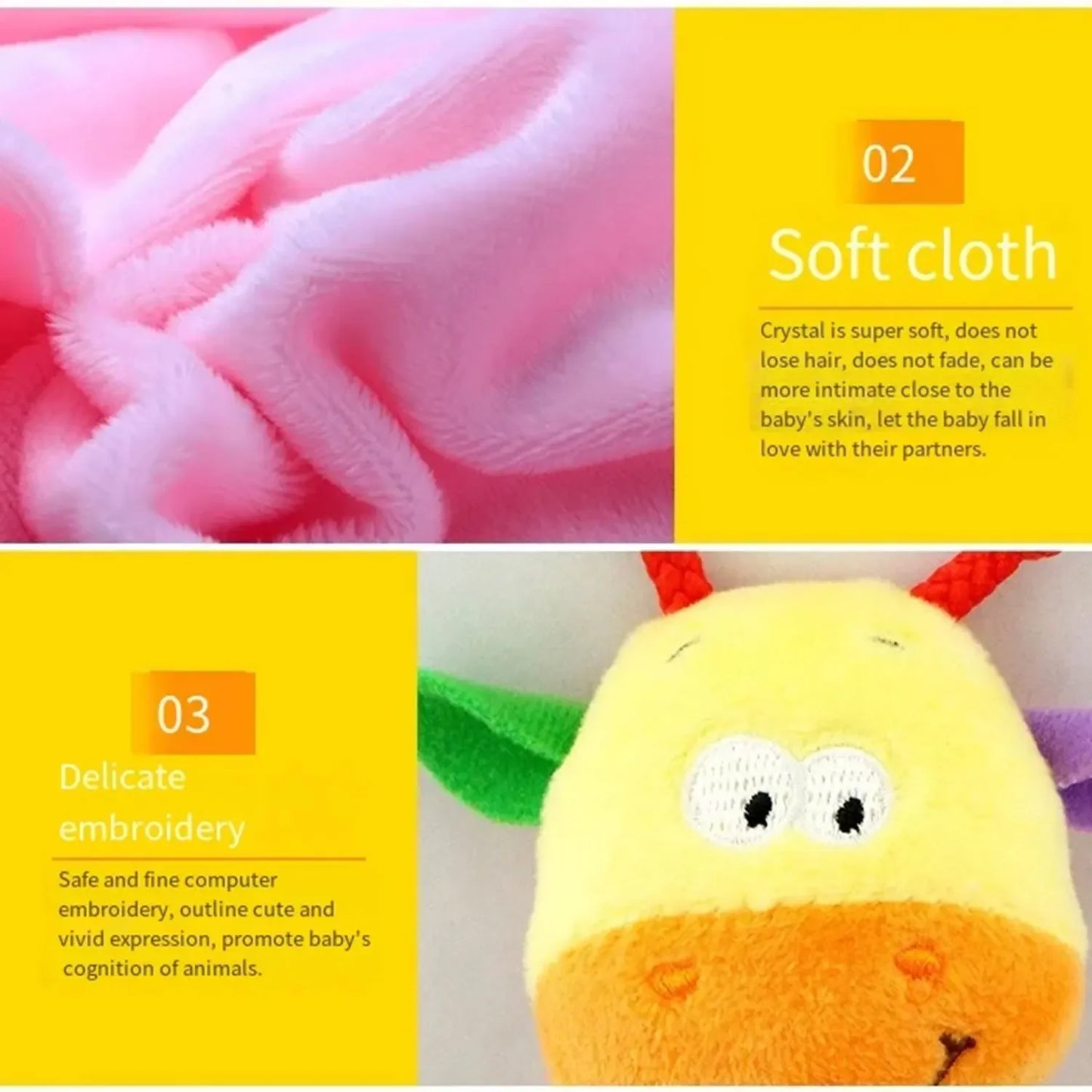 7Types Baby handheld toys rattle music Teether can bite Baby grip training Crib bell Stroller hanging bell Giraffe gift