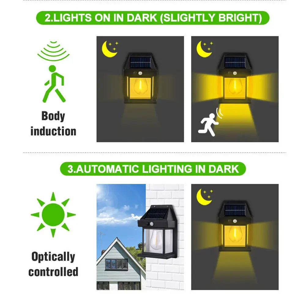 Solar Wall Light Outdoor Sconce Motion Sensor Lamp Waterproof Exterior Lighting Fixtures For House Patio Porch Garage