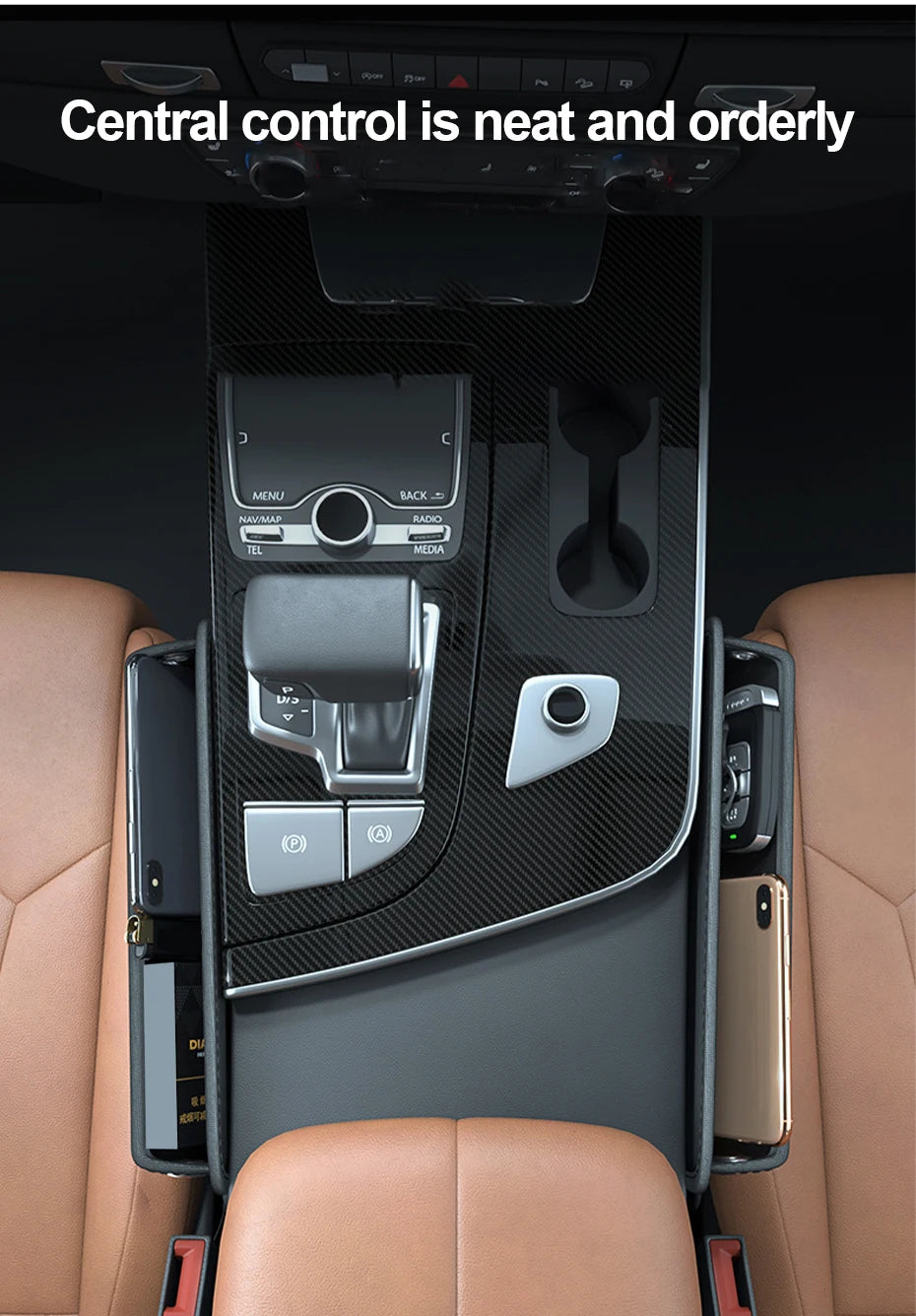 SEAMETAL Car Seats Gap Storage Bag PU Leather Auto Console Side Pocket Universal Car Seat Crevice Storage Box Slit Gap Filler