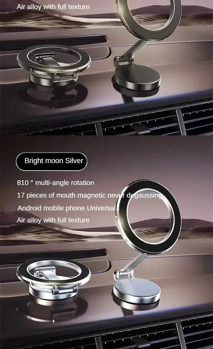 Strong Magnetic Phone Holder – 360° Swivel Adjustable Car Mount with Back Sticker, Universal Magsafe-Compatible for Smartphones