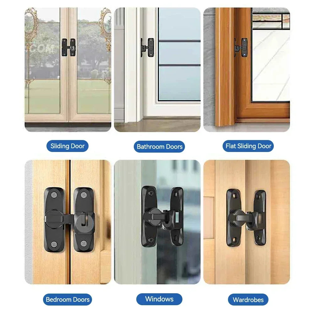 Hasp Latch Door Lock Anti-theft Buckle Latch Zinc Alloy Black Cabinet Locks Safety Lock Sliding Door Lock Door Bolts Hardware