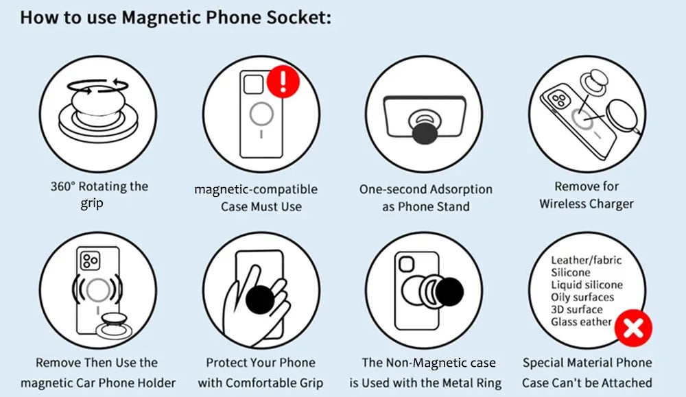 Grippopso Aluminium Magnetic Cellphone Tok Phone Holder Expanding Stand Socket Support Foldable Universal For Smartphone Bracket