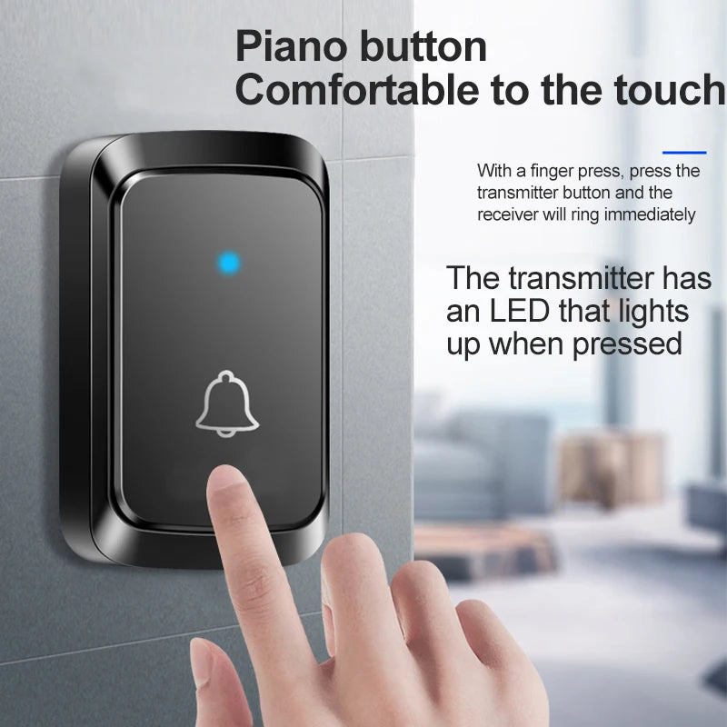 Smart Wireless Doorbell Family Door Bell Chime Kit 300M/1000Ft Long Distance 60 Songs Intelligent Doorbell Kit US EU Plug