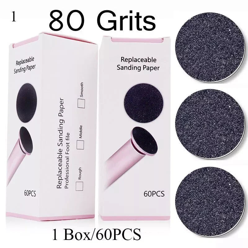 60Replaceable Sanding Disc Callus Remover Tool Electric Foot File Hard Callus Dead Skin Repair Foot Care Set