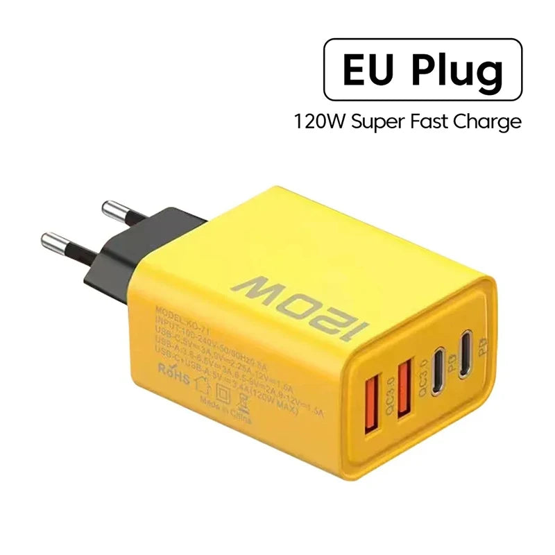 4 Port USB C PD Charger Quick Charge 3.0 Type C USB Phone Charger US EU Plug Wall Travel Fast Charging Adapter For Smart Phone