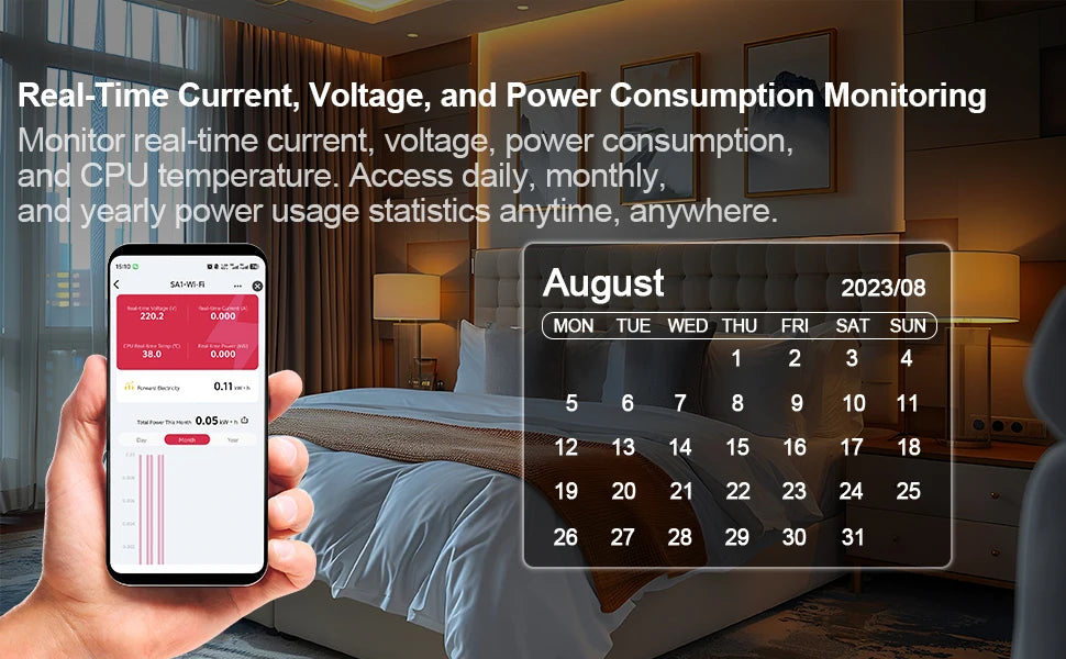 Tuya Smart WiFi Energy Meter – 1-50A Real-Time Power & Energy Monitoring, Home Assistant Compatible TONGOU