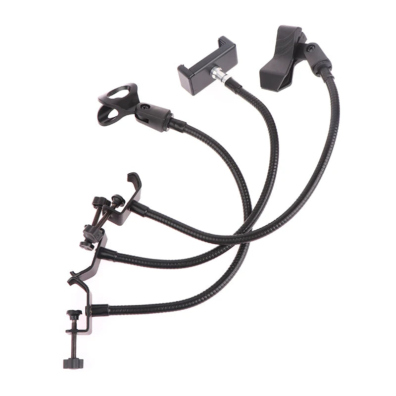 Flexible Microphone Gooseneck phone Stand with Desk Clamp for Radio Studio Live Broadcast Equipment Stations Universal Holder