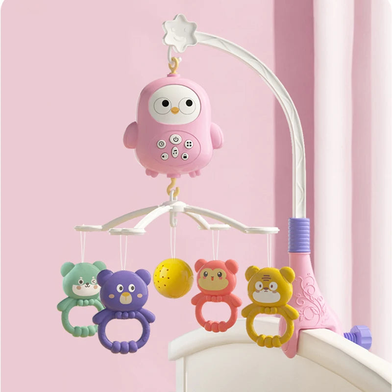 Baby Crib Bell Toys Musical Baby Crib Mobile with Lights Projection for 0-12Months Infants Crib Toys Bed Bell Toy Newborn Gifts