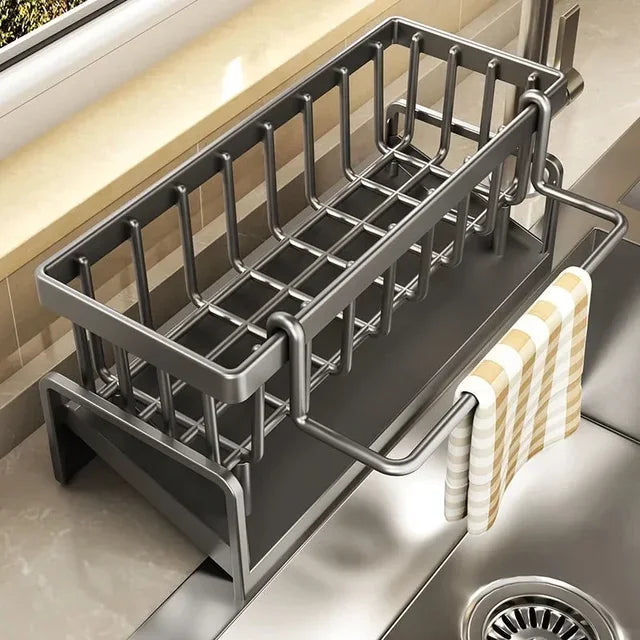 Kitchen Sink Drain Rack Organizer Carbon steel Self-draining Sink Shelf Soap Sponge Holder Dishcloth Towel Rack filter basket
