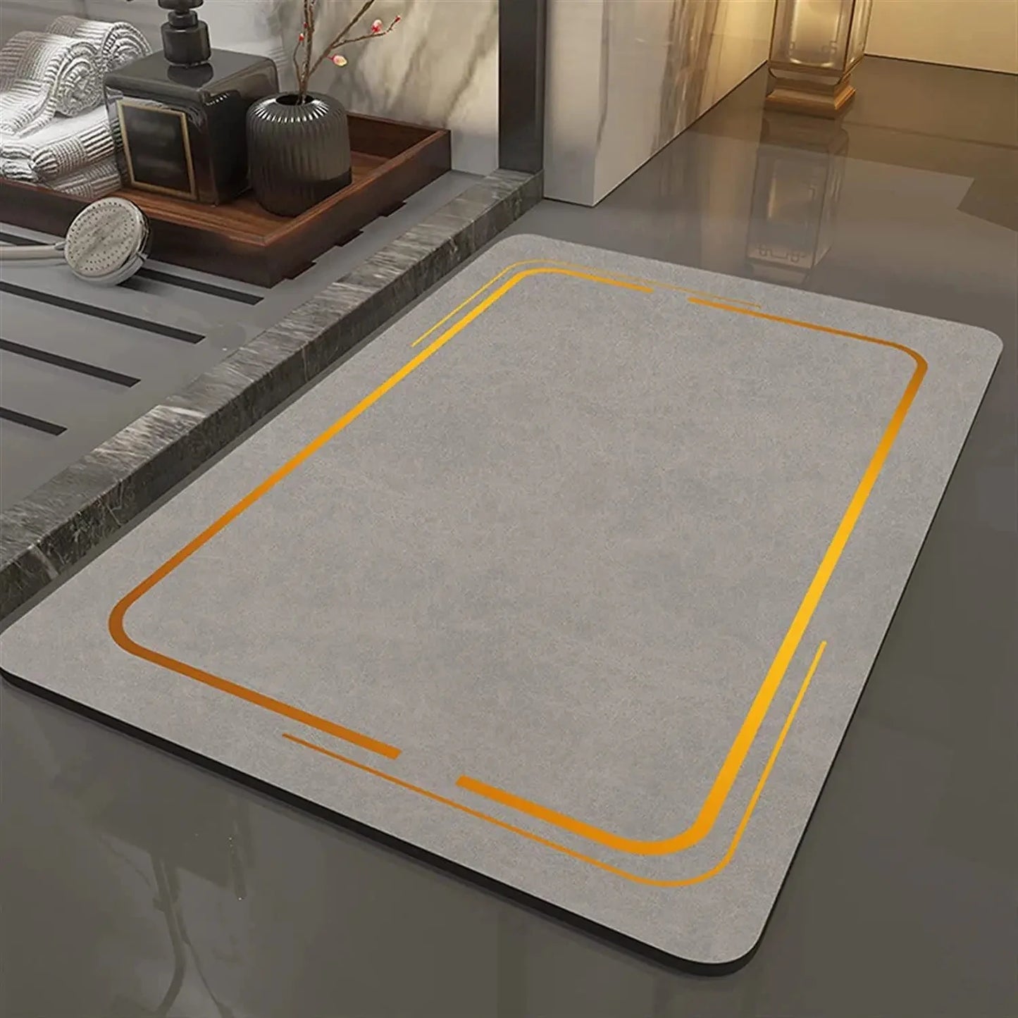 Non-Slip Bath Mat Diatomite Mat with Rubber Padding Soft Super Absorbent Bathroom Rug Foot Mat for Hallway Shower Toilet Mats