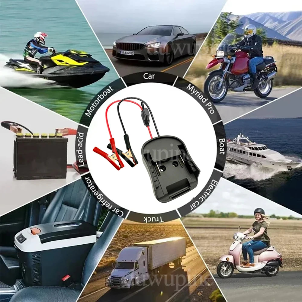 Igniter Jump Starter for Makita DeWalt Milwaukee 18V Battery Car Booster Cable with Fuse Automotive Emergency Power DIY Adapter