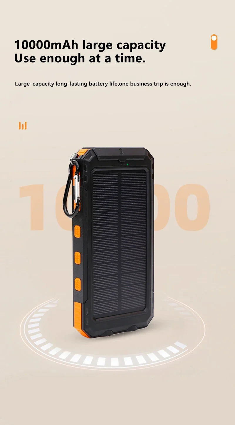 200000mAh Solar Power Bank Portable Large Capacity Charger Compatible with IOS Android USB-A and USB-C Fast Charging