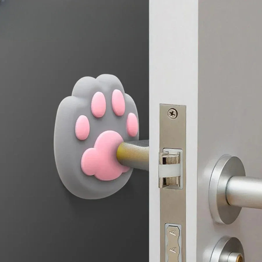 1PCS Wall Protector Door Handle Bumper Guard Stopper Anti-slip Sticker Self Adhesive Rubber Cute Cat Paw Door Crash Pad Stops