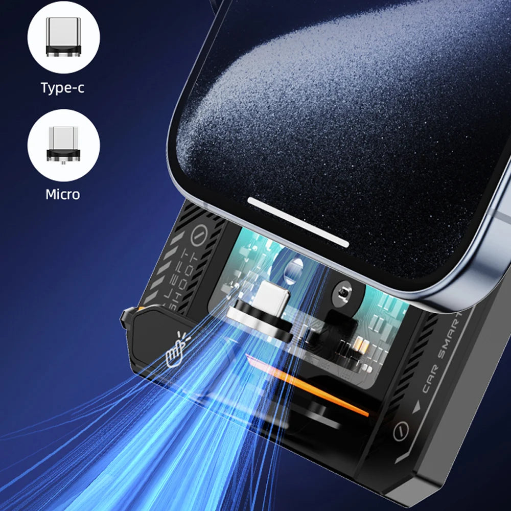 Car Phone Mount With Wireless Charger 66W Magnetic Charging Holder Car Automatic Clamping Stand With Decorative Mood Lighting