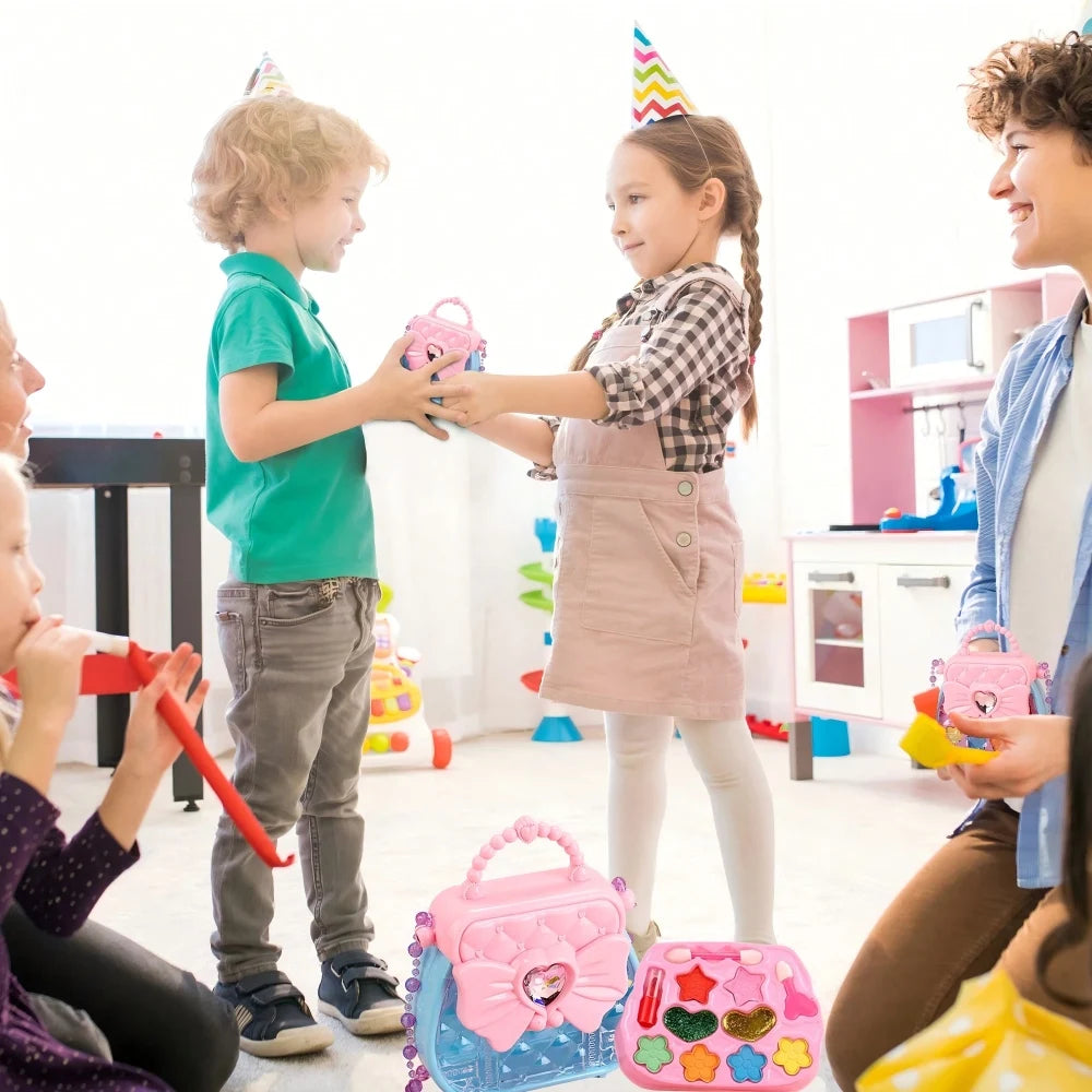 Kids' Dress-Up Toy Set: Makeup Kit, Bowknot Handbag, Jewelry Crossbody Bag | Ideal Gift for Party, Birthday, Christmas