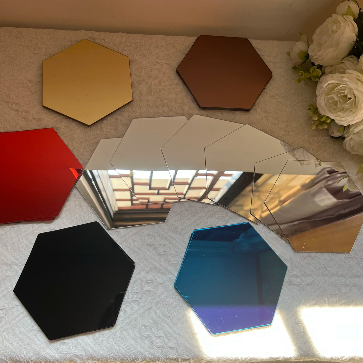 Hexagon Acrylic 3D Mirror Wall Sticker Home Decor DIY Self-adhesive Mirror Decal Decor Stickers Art Wall Decoration Large 6/12pc