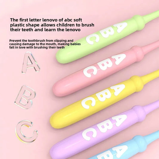 Soft Bristle Alphabet Kids Toothbrush 4 Pack Cartoon Design for 3-6-12 Years Old Children Gentle Cleaning Cute Baby Toothbrush