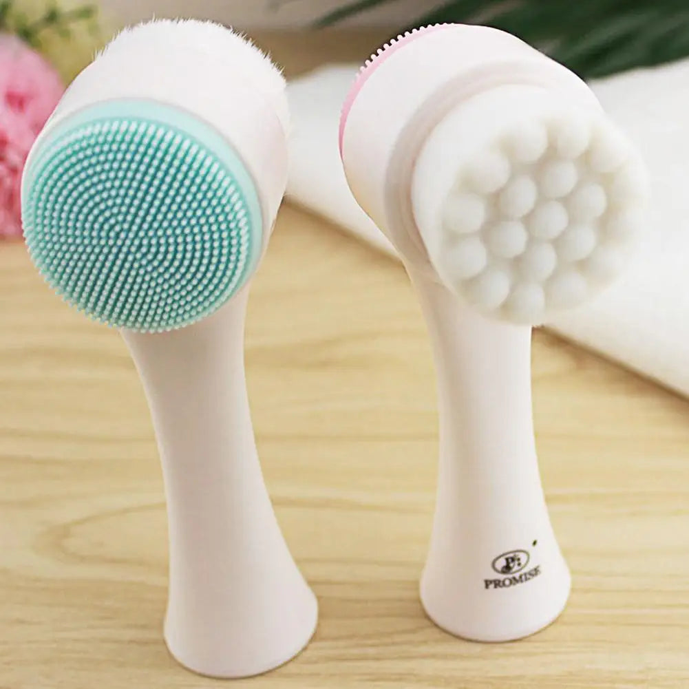 3D double sided silicone Face Cleansing Brush Soft Bristles Exfoliator Gentle Face washing and scrubbing tool