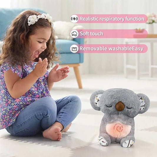 Breathing Koala with Light Sound Baby Sleeping Companion Soothe Koala Musical Stuffed Plush Toy Newborn Sensory Comfortable