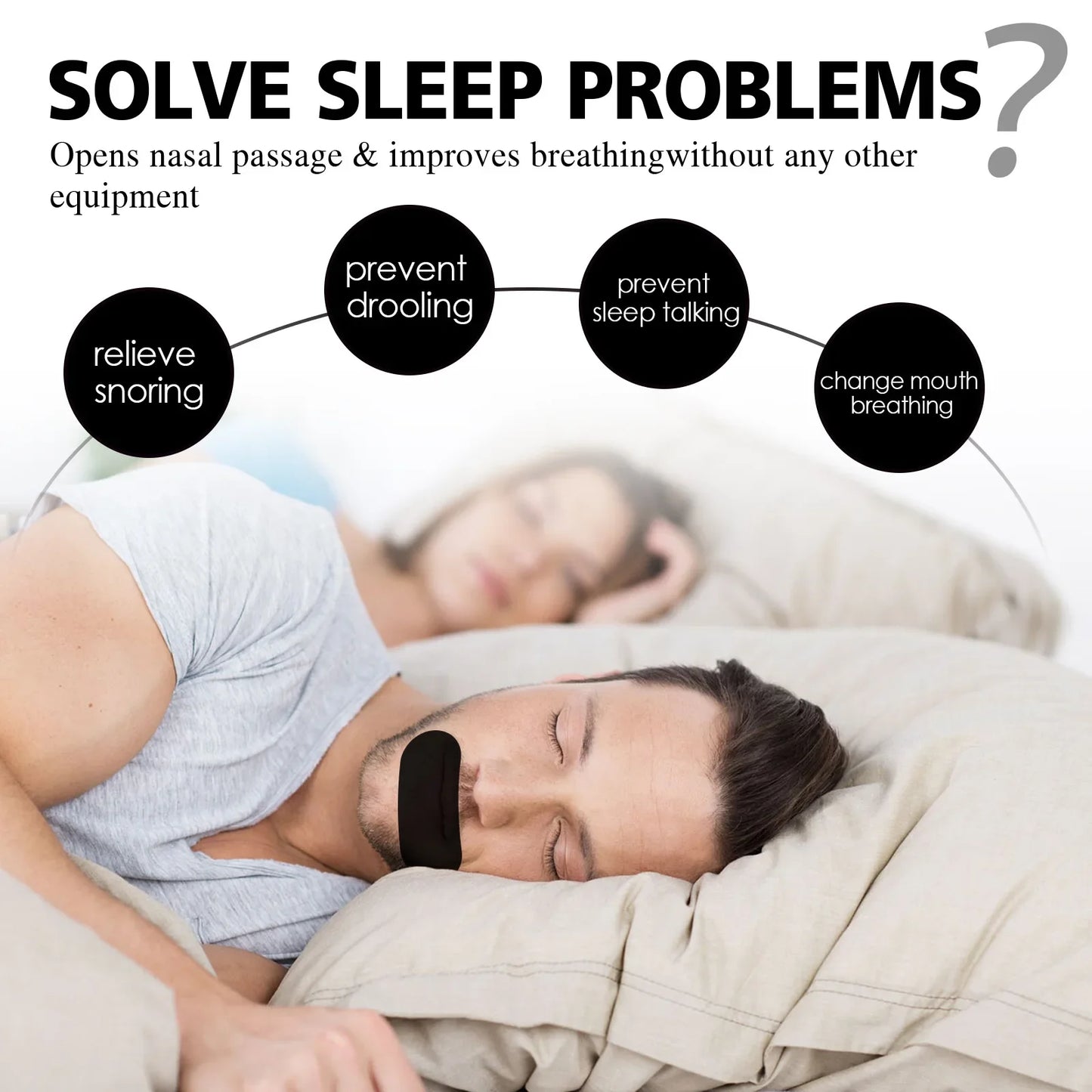 30/60Pcs Anti Snoring Sleep Mouth Tape Best Breathing Nasal Strips Medical Grade Improved Sleeping Snoring Relief