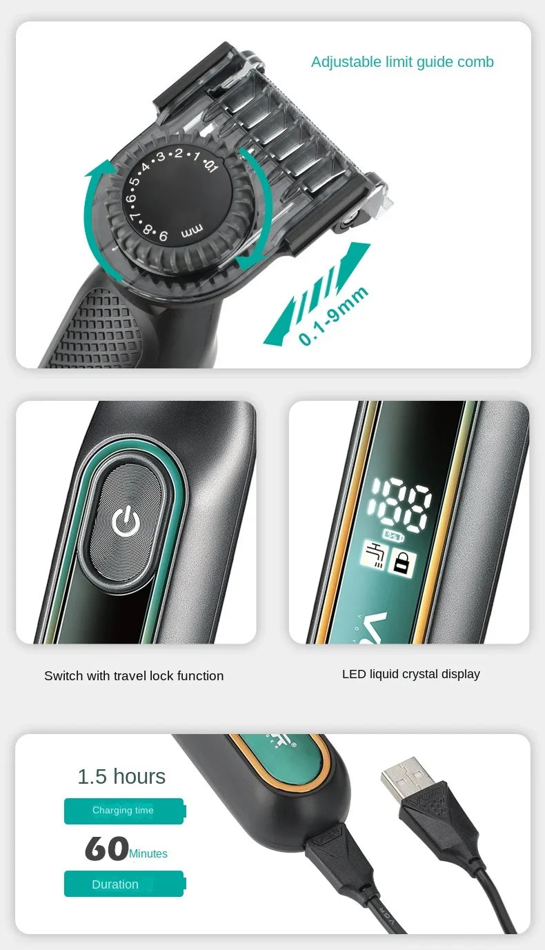 VGR Shaver Professional Razor Portable Hair Trimmer Adjustable Beard Trimmer IPX6 Razor Electric Shaving Machine for Men V-360