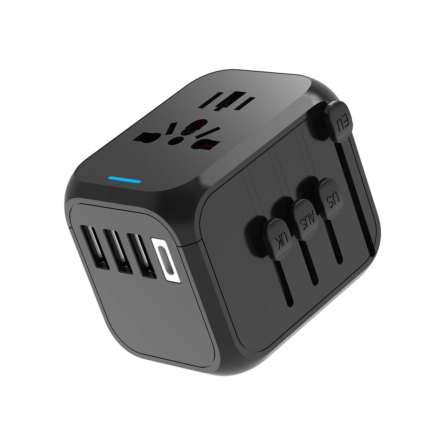 Universal Travel Adapter 3 USB 1 Type-C Port Fast Charging International Plug Adapter For EU UK US Australia Power Charger