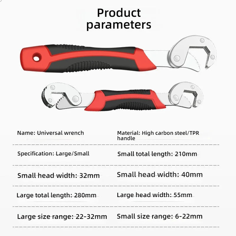 Multipurpose Universal Adjustable Wrench - Quick-Adjust Jaw, All-in-One for Pipe Work & Plumbing | Portable Field Work Tool, Dur