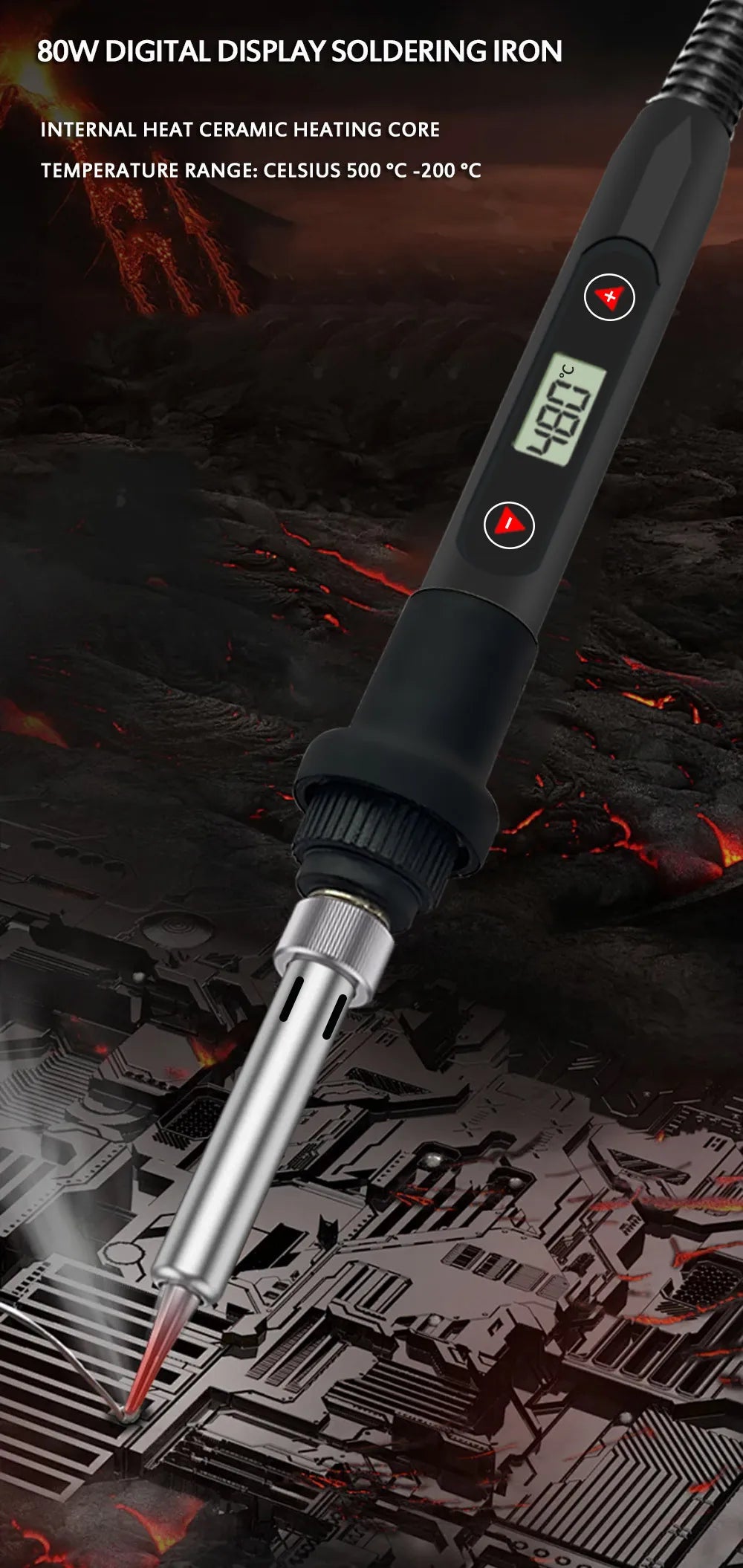 LCD Digital Adjustable Temperature 80W Soldering Iron Electric Welding Tools Solder Wire Tweezers DIY Hand Tool