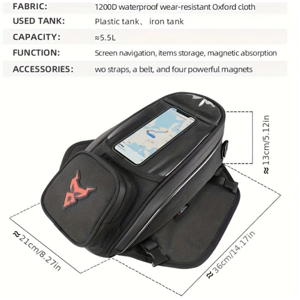 Waterproof Magnetic Motorcycle oil Fuel Tank Bag Navigation Universal Motorbike Riding Cycling Tool Backpack Portable