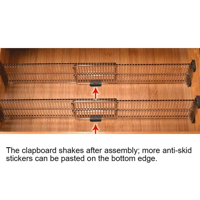2pcs/set Adjustable Clapboard Drawer Divider Partition DIY Durable Storage Organiser Wardrobe Closet Punch-free Separator Tools