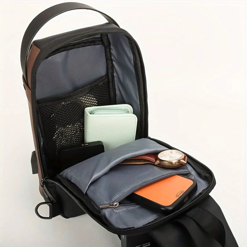 Password Lock Anti-Theft Men's Bag Men's Chest Bag Casual Sports Small Backpack Shoulder Crossbody Bag Motorcycle Bag