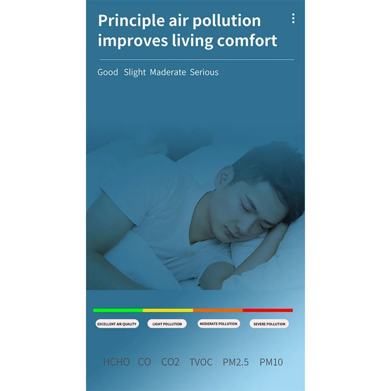 جهاز قياس جودة الهواء 6 في 1: PM2.5، PM10، HCHO، TVOC، CO، CO2، CO2، جهاز مراقبة جودة الهواء، جهاز اختبار جودة الهواء للمنزل والمكتب