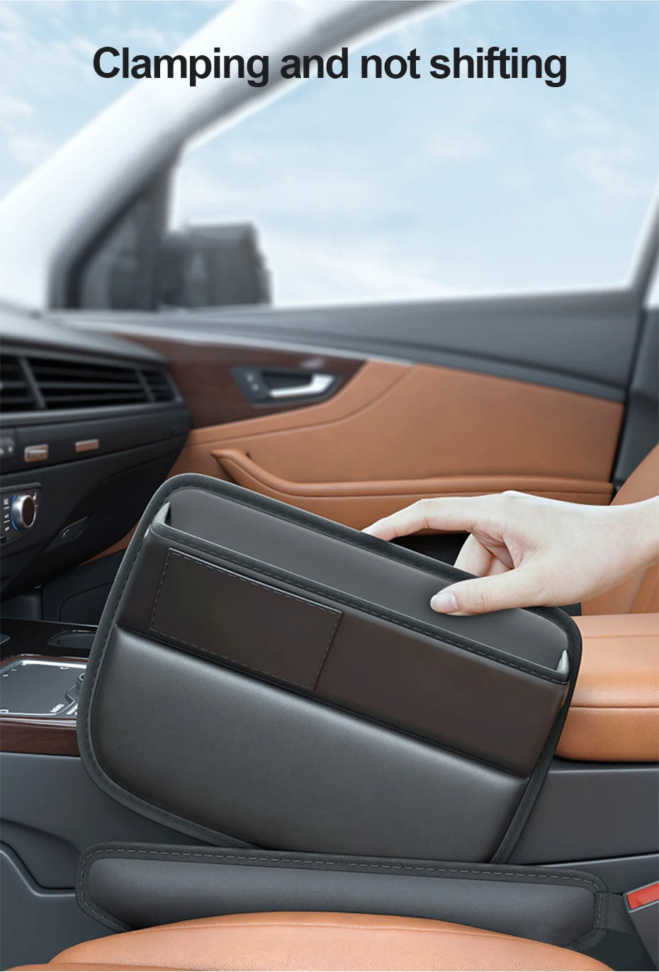 SEAMETAL Car Seats Gap Storage Bag PU Leather Auto Console Side Pocket Universal Car Seat Crevice Storage Box Slit Gap Filler